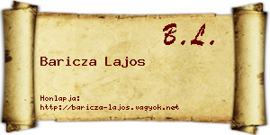 Baricza Lajos névjegykártya